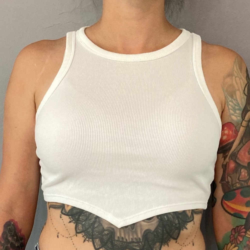 Forever 21 White Ribbed Top